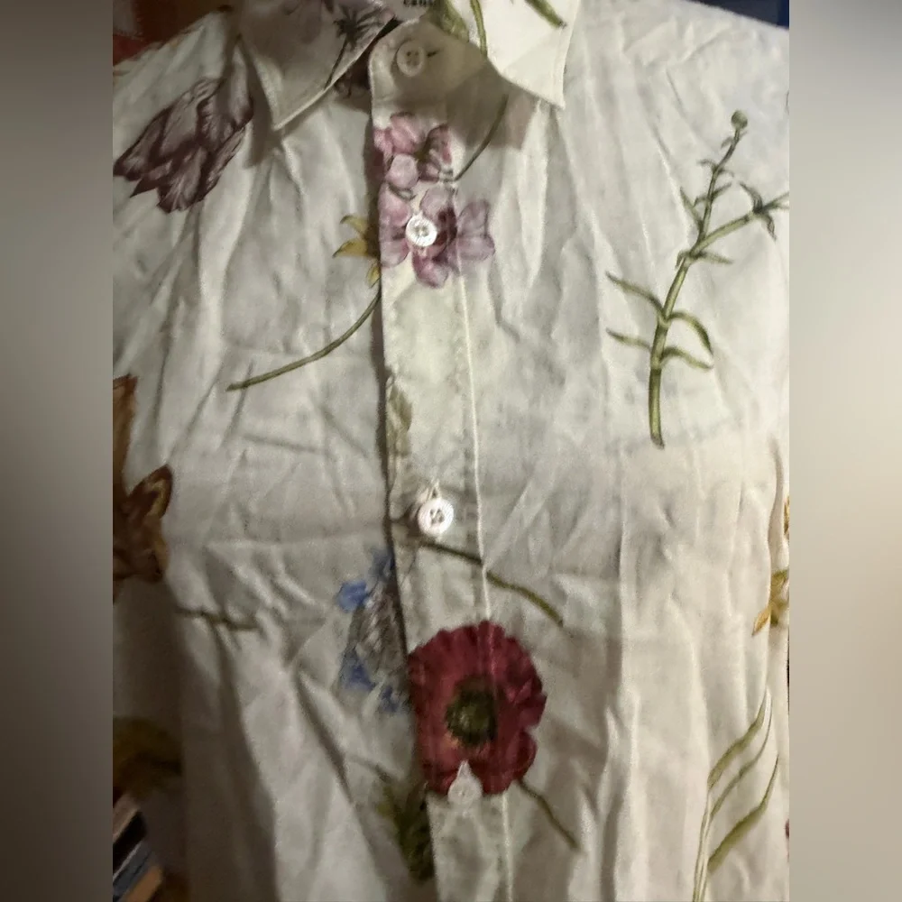 Gucci Cream Floral Short-Sleeve Button-Down Shirt
